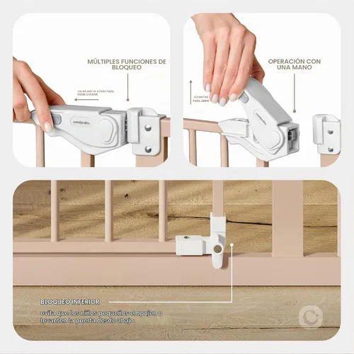 Vista 5 de Comfy Cubs Puerta de seguridad para bebés con 3 extensiones – Barrera ajustable de acero Q195 para puertas de 42" x 1.9" x 30" – Acabado con Rubor