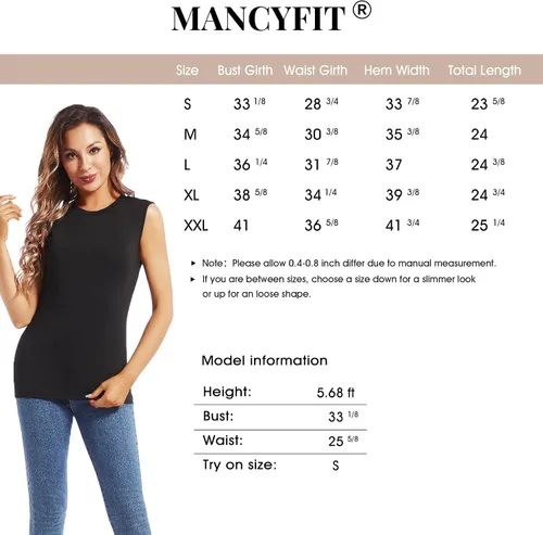 Vista 7 de MANCYFIT Camiseta térmica sin mangas para mujer, de forro polar, sin mangas, capa base, chaleco cálido, cuello redondo