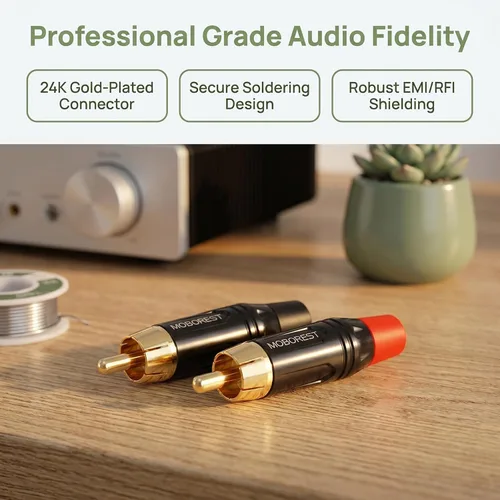 Vista 7 de Moborest - Adaptador de conectores RCA de audio/phono, chapado en oro
