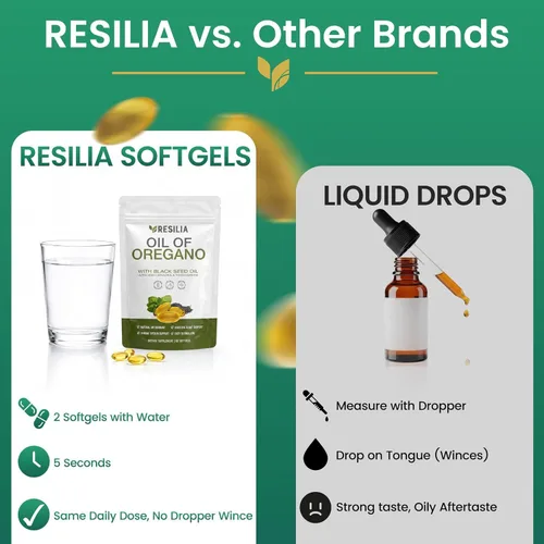Vista 8 de Cápsulas blandas Resilia con aceite de semilla negra, cápsulas de aceite de orégano de grado premium para apoyo inmunológico y digestivo, cápsulas