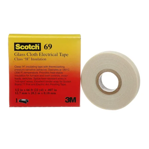 Vista 5 de 3M Cinta Eléctrica de Paño de Vidrio 69, 1/2 pulgada x 36 yardas, blanca