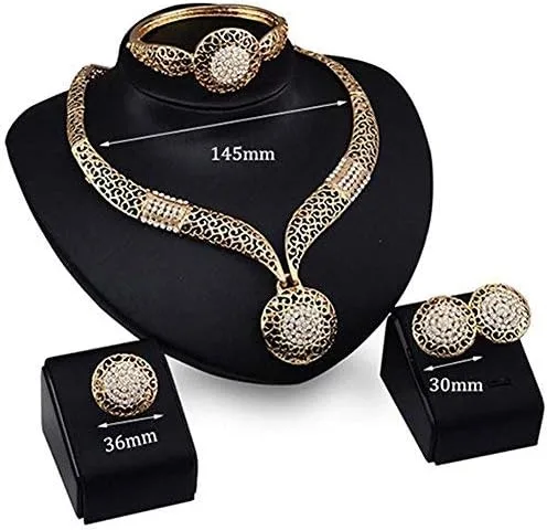 Vista 2 de Genuiskids Conjunto de pendientes de collar y collar de cadena chapado en oro para mujer