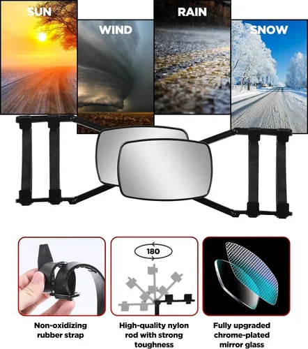 Vista 4 de AOCISKA Espejo de Remolque para Automóvil - Espejo Ajustable Universal con Abrazadera de Rotación de 360 Grados, Bloques de Nivelación para RV
