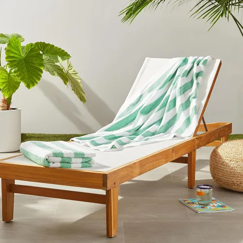 Vista 11 de Amazon Basics Toallas de playa a rayas, suaves y absorbentes, 100% algodón hilado en anillo, lavables a máquina, de secado rápido, certificado Azul