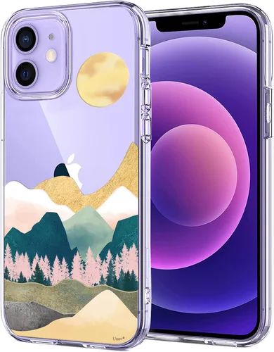 Vista 16 de Unov Funda para iPhone 12 Mini, transparente con diseño, ajuste delgado, buen agarre, funda para teléfono en relieve, cubierta protectora a prueba