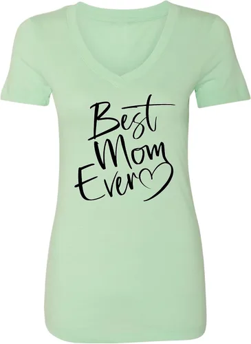 Vista 27 de Go All Out Script Best Mom Ever Heart Idea - Camiseta con cuello en V para mujer