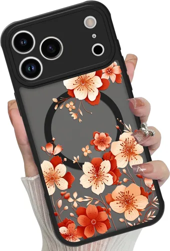 Vista 43 de Funda magnética para iPhone 17 Pro [compatible con MagSafe], bonita funda de moda con estampado de leopardo negro, translúcida, mate, parte trasera