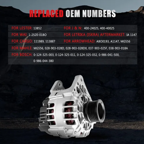 Vista 3 de Nuevo alternador para Volkswagen para GOLF 1999-2006 para JETTA 1999-2005 alternador de alto rendimiento 90AMP 12V Reemplazar 13852 21485 ABO0193
