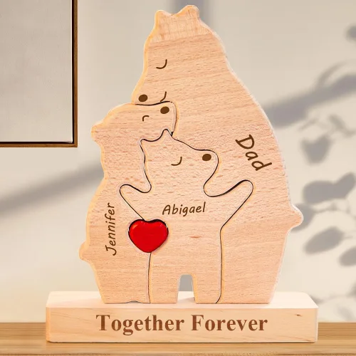 Vista 18 de Pies de bebé de madera personalizados con nombres de familia, We are One, rompecabezas de nombres de miembros de la familia personalizados, regalos