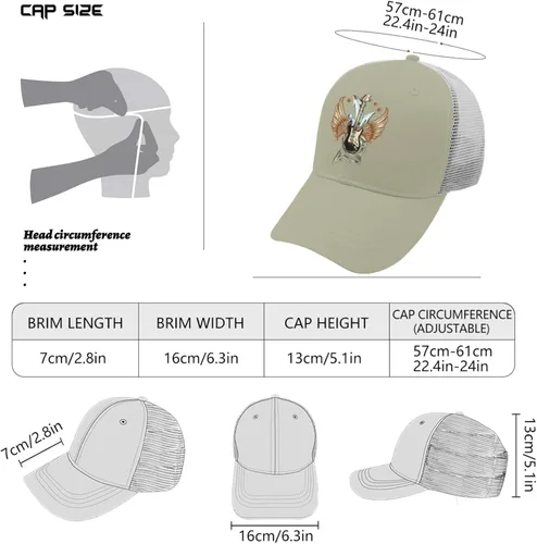 Vista 4 de Baseball Vintage Rock and Roll E-Guitar Angel Wings Caps Trucker Hats for Men Graphic Nylon Mesh Snapbacks