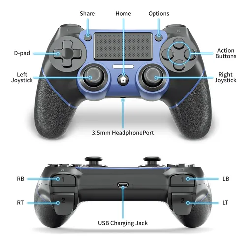 Vista 6 de Bidfoce Controller for Ps4 Remote Control Compatible with Playstation 4SlimProPC, Wireless Gaming Controllers with Double Vibration6-Axis Motion