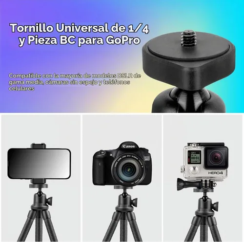 Vista 6 de UBeesize Trípode para teléfono, UBeesize Trípode para teléfono de 30 cm flexible con soporte para teléfono celular y obturador remoto inalámbrico