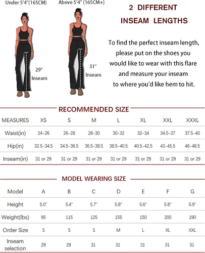 Vista 5 de PINSPARK Pantalones de yoga acampanados para mujer, leggings acanalados con corte de bota, cintura alta, pantalones de entrenamiento con bolsillos