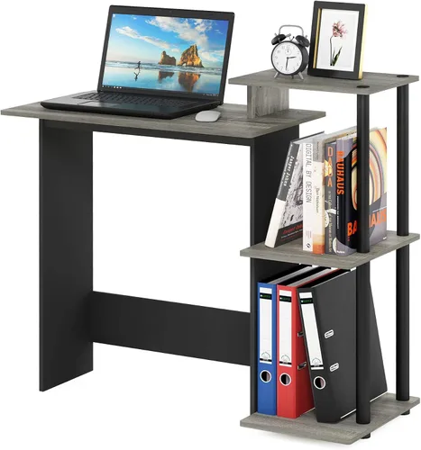 Vista 21 de Furinno EFFICIENT - Escritorio para juegos de 28.6 pulgadas de ancho con 3 estantes laterales abiertos, escritorio para computadora portátil