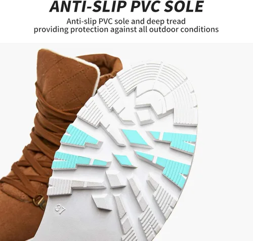 Vista 5 de FRACORA Botas de combate para mujer, botas de tobillo con cordones, botas de nieve para invierno, botas de nieve con cremallera lateral