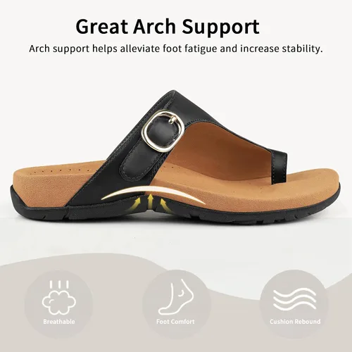 Vista 3 de BCSTUDIO Sandalias ortopédicas para mujer con soporte para el arco, cómodas sandalias ortopédicas de verano para caminar, informales, elegantes
