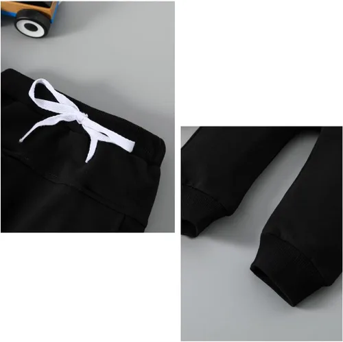Vista 5 de Meiweileya Conjunto de sudadera con capucha y pantalones sólidos para bebé niño para otoño e invierno