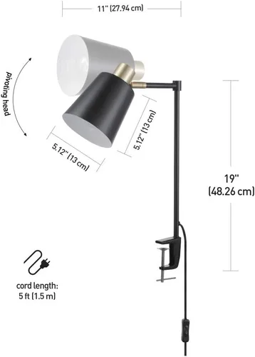 Vista 8 de Globe Electric 52900 Lex Lámpara de escritorio, color negro con oro