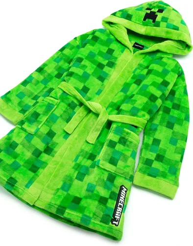 Vista 2 de Minecraft Albornoz Pixelated Creeper Gamer Regalo Niños Albornoz