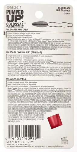Vista 3 de Máscara de pestañas lavable Maybelline New York, Glam Negro