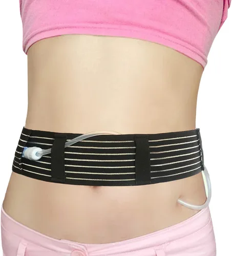 Vista 8 de Hola Health Cinturón PD transpirable, suministros de catéter de diálisis peritoneal, accesorios de soporte abdominal, bandas ajustables para el Beige