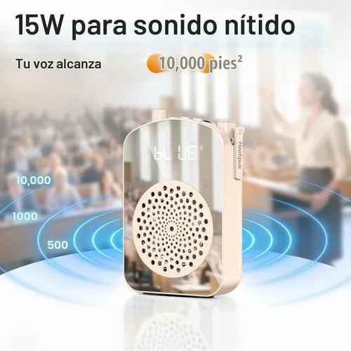 Vista 4 de Amplificador de voz inalámbrico para profesores, mini amplificador de voz Beige
