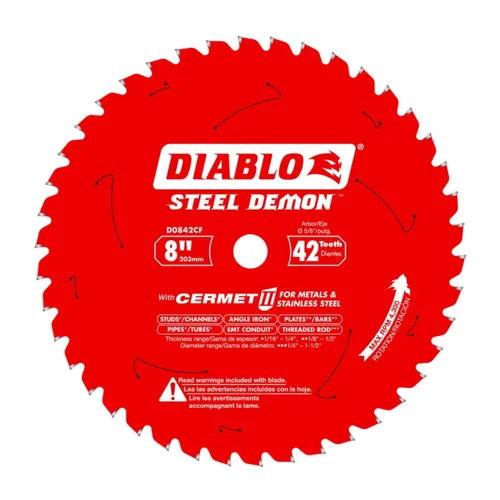 Vista 11 de Diablo Steel Demon Hoja de sierra de carburo para metal medio - 5-3/8" x 30 dientes, eje de 20 mm, corte de 0.059 pulgadas, ángulo de gancho de 2°