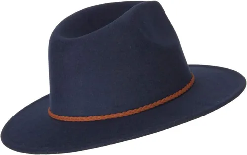 Vista 3 de Sombrero de Fedora de poliéster de ala grande con banda de cuero sintético trenzado unisex