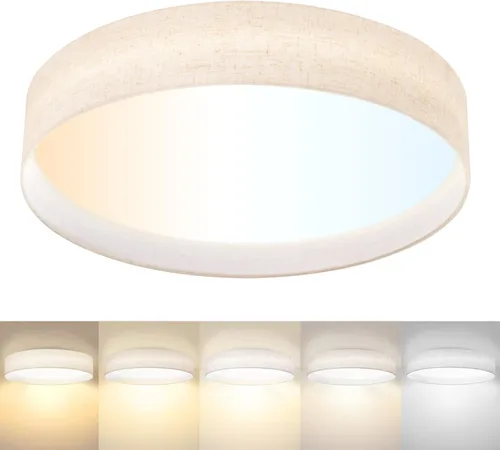 Vista 11 de Hamilyeah Lámpara de techo LED de montaje empotrado con pantalla de tela, accesorio de iluminación de cocina de 12 pulgadas, montaje de techo 5CCT