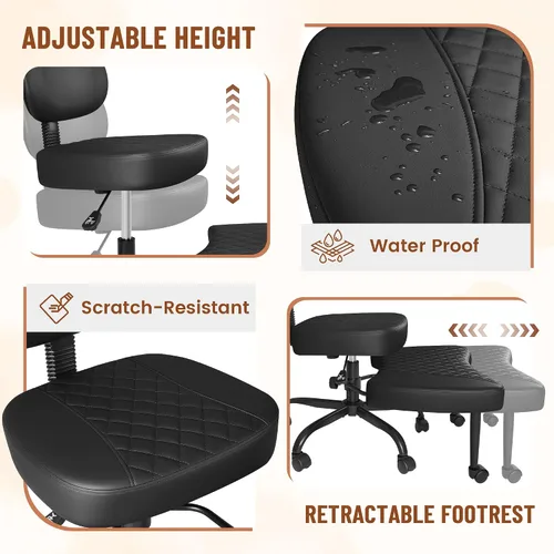 Vista 5 de Homall - Silla de oficina de escritorio ergonómica con patas cruzadas y ruedas, giro de 360° y altura ajustable para meditación y TDAH, silla