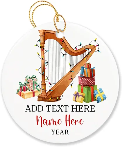 Vista 19 de Adorno de Navidad personalizado de acordeonista que toca acordeón, nombre personalizado y año, adorno de Navidad para acordeonista, instrumento