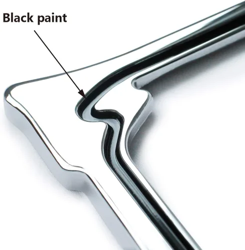 Vista 3 de Marcos de matrícula cromados 3D, aleación de zinc puro (patrón de cuerno 3D)