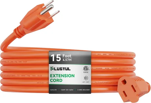 Vista 12 de Cable de extensión para exteriores de 6 pies Cable de extensión de 3 clavijas de calibre 16/3, 13A 1625 W SJTW, certificación ETL, ideal