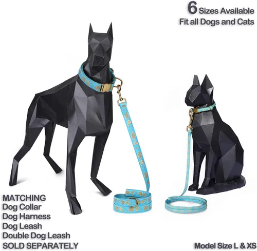 Vista 4 de waaag Mascotas, Moons Stars Suns Collar de perro collar de gato, múltiples diseños Crescent Celestial Dog Cat Collar Arnés de correa Cuello azul