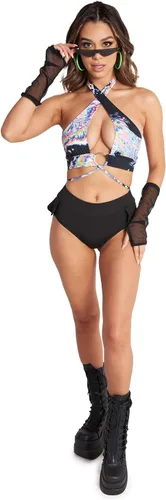Vista 2 de iHeartRaves - Pantalones cortos de talle alto para mujer