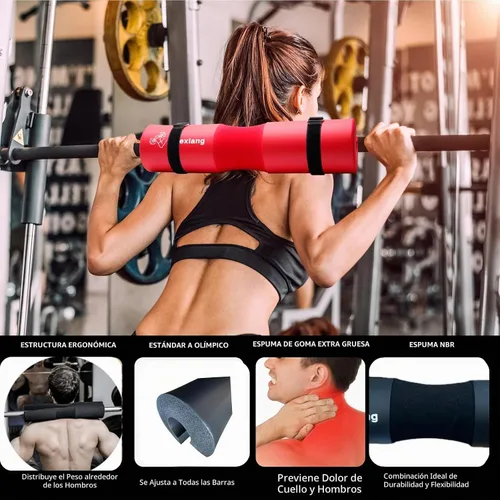 Vista 2 de Juego de almohadillas para pesas para sentadillas y cadera, se adapta a barras olímpicas estándar y máquina Smith, correas de elevación correa