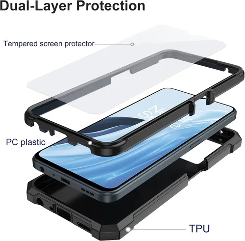 Vista 3 de Ailiber - Funda delgada para OnePlus Nord N300 5G, protector de pantalla Protector de poliuretano termoplástico resistente de doble capa a prueba