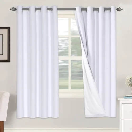 Vista 151 de H.VERSAILTEX Cortinas 100% opacas con aislamiento térmico, texturizadas, de lino, con bloqueo completo de calor y luz, para sala de estar y Negro