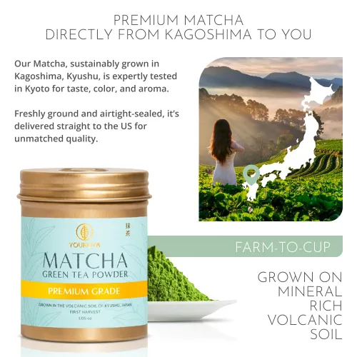 Vista 3 de Matcha Té verde en polvo – Tés orgánicos japoneses para desintoxicación y aumento de energía – Feria y sostenible, cosecha de una sola fuente