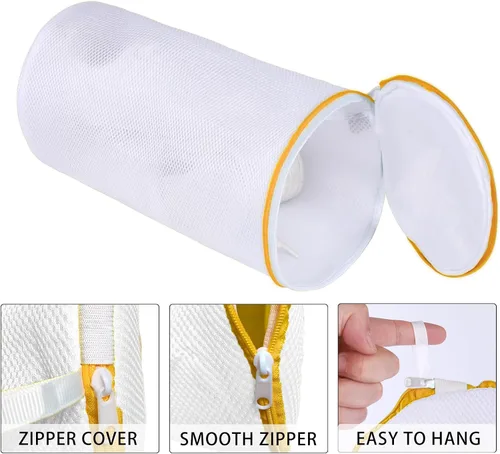 Vista 8 de Bolsa para lavadora de zapatos, bolsa de zapatos para lavadora y secadora, malla blanca Sandwish, 2 L (8 x 15 pulgadas)
