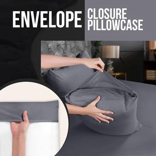 Vista 4 de Utopia Bedding Fundas de almohada estándar – Paquete de 4 – Cierre de sobre – Tela de microfibra cepillada suave – Fundas de almohada resistentes al