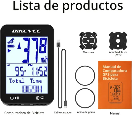 Vista 9 de GPS Ordenador de Bicicleta Inalámbrico con Inicio/Parada Automática y Retroiluminación Automática, Bicicleta Odómetro IPX7 Resistente al Agua MPH