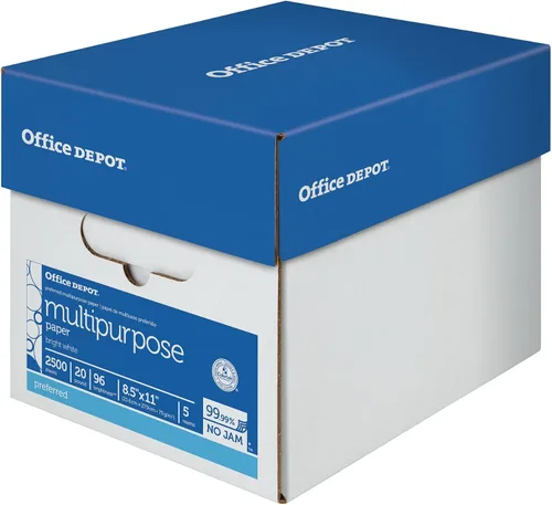Vista 3 de Office Depot® Impresora multiusos y papel de copia, 5 resmas, blanco, letra (8.5 x 11 pulgadas), 2500 hojas por caja, 20 libras, 96 brillantes
