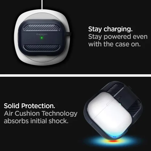 Vista 5 de Spigen Rugged Armor - Funda de protección contra caídas con mosquetón diseñada para AirPods Pro (2019), color carbón
