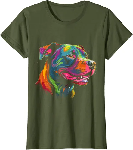 Vista 74 de Pit Bull Mom Dog Lover Colorido Artistic Pitbull Owner - Camiseta para mujer, Negro