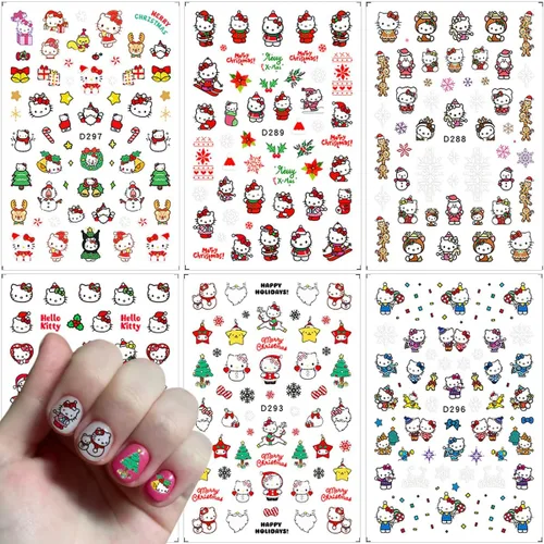 Vista 8 de 4 bonitas calcomanías de uñas de dibujos animados autoadhesivos 3D, suministros de decoración de uñas de Navidad, calcomanías de uñas Kawaii