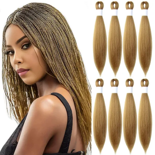 Vista 26 de Cabello trenzado burdeos, 10 pulgadas, 4 paquetes Cabello preestirado, trenzas de ganchillo cortas y rectas, textura Yaki, fibra sintética