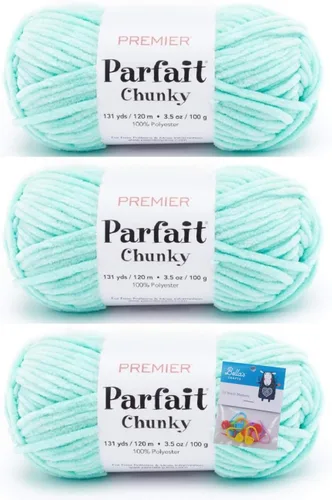 Vista 15 de Premier Yarns Parfait - Ovillo de felpilla grueso, 3.5 onzas, 6 unidades, peso súper voluminoso, paquete de 3 unidades con marcadores de puntada