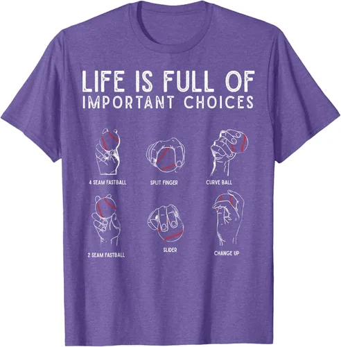 Vista 12 de Tipos de béisbol Pitches Life Choices Jugador Camiseta