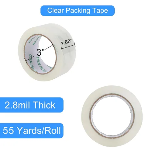 Vista 2 de 36 rollos de rollo de 55 yardas, total de 1980 yardas de cinta de embalaje transparente resistente para embalaje de envío, sellado en movimiento